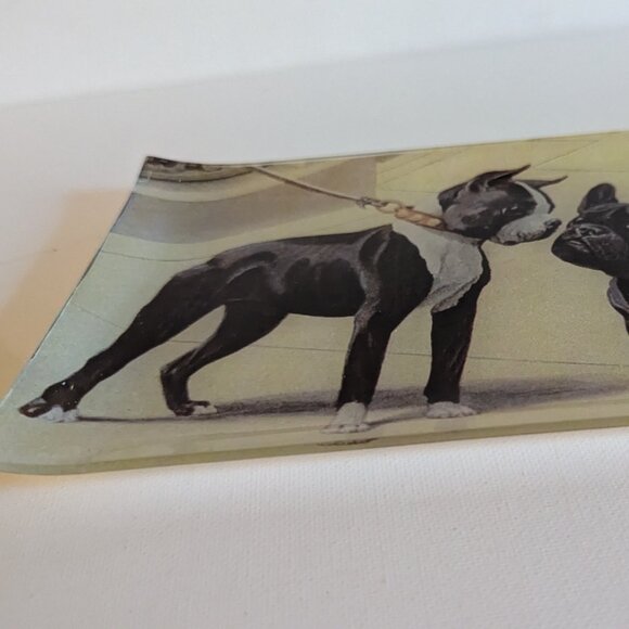 NWT Bulldog and Boxer Dogs MCM Retro Curved Glass Dish Decor Ashland Michael's - Picture 3 of 10